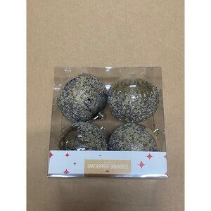 Holiday Lane Shine Bright Gold & Silver Tone Decorated Ball Ornaments Set 4 NWT